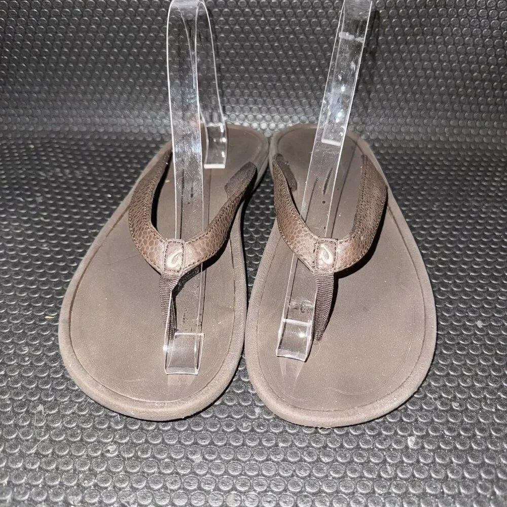 Olukai Kulapa Kai Brown Outdoor Summer Flip Flop Sandals Women’s Size 9